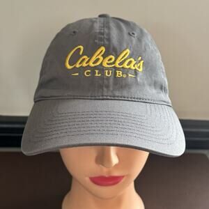Cabela's Club Hat Cap Gray Yellow Embroidered Adjustable Strapback - READ